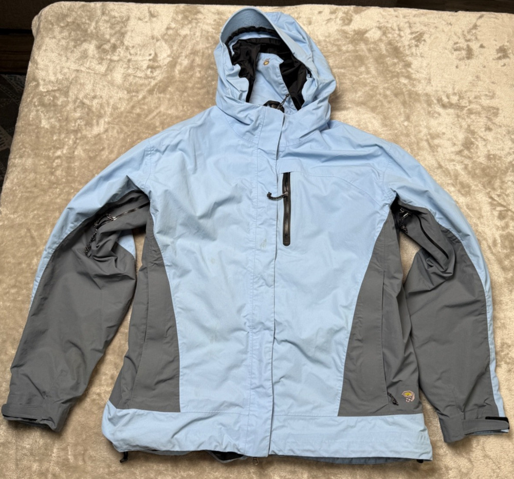 Mountain Hardware Hooded Blue Gray Parka Jacket Womens Size XL